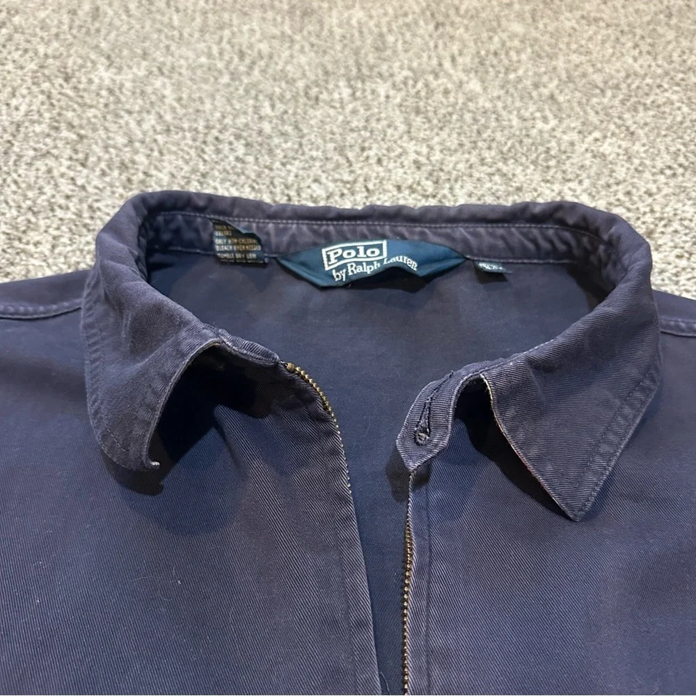 POLO RALPH LAUREN XXL Navy Bi-Swing Light Field Zip Jacket Plaid Collar R $180